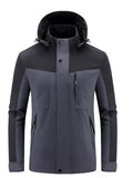 Men's Plus Size Two-Tone Waterproof Hooded Outdoor Jacket