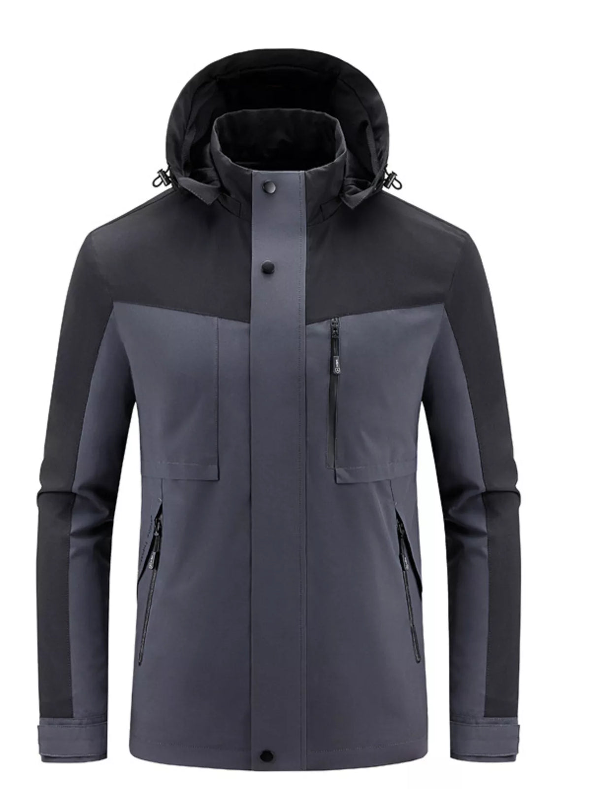 Men's Plus Size Two-Tone Waterproof Hooded Outdoor Jacket