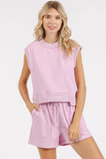 Mittoshop French Terry Crew Neck Top and Shorts Set