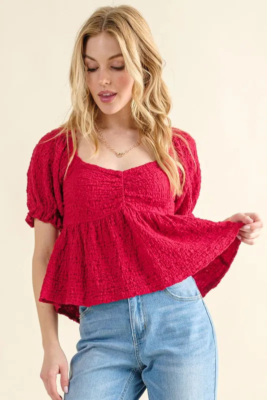 Lovely Textured and Smocked Top