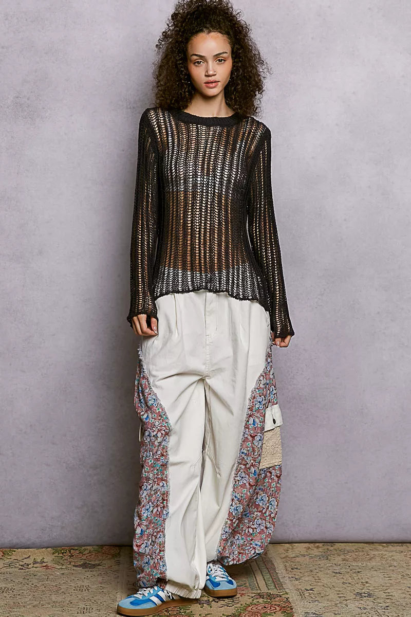 Openwork Round Neck Knit Cover Up