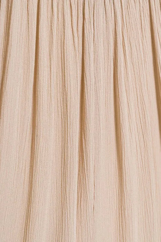 Woven Crinkle Gauze Crop Tee and Skirt Set