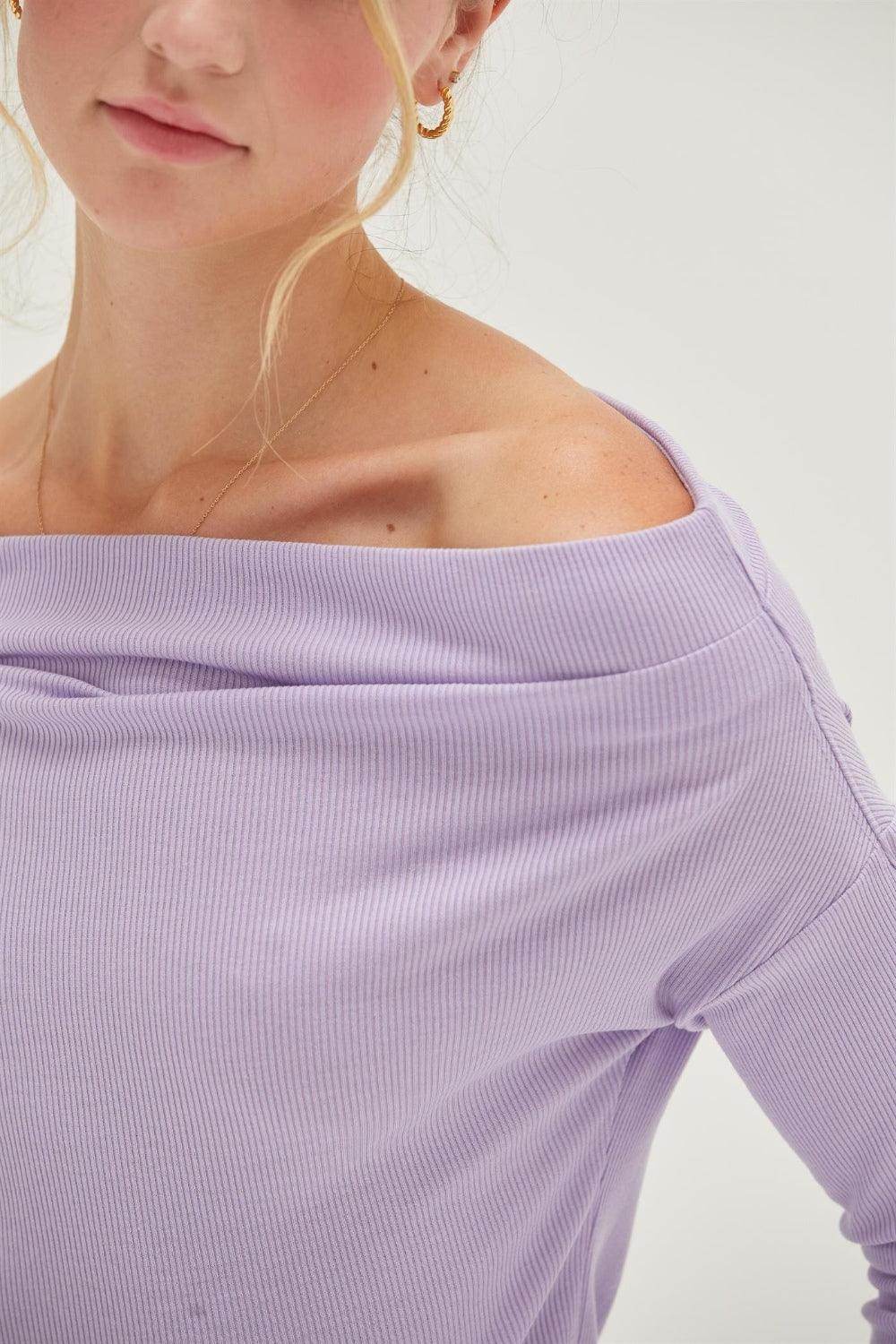 HYFVE Off Shoulder Ribbed Knit Top for Casual Elegance