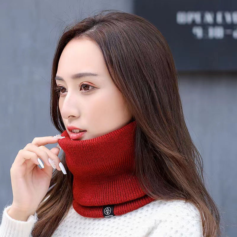 Warm Cold Proof Knitted Fleece Lined Thickened Versatile Wool Neck Scarf For Cervical Spine Protection
