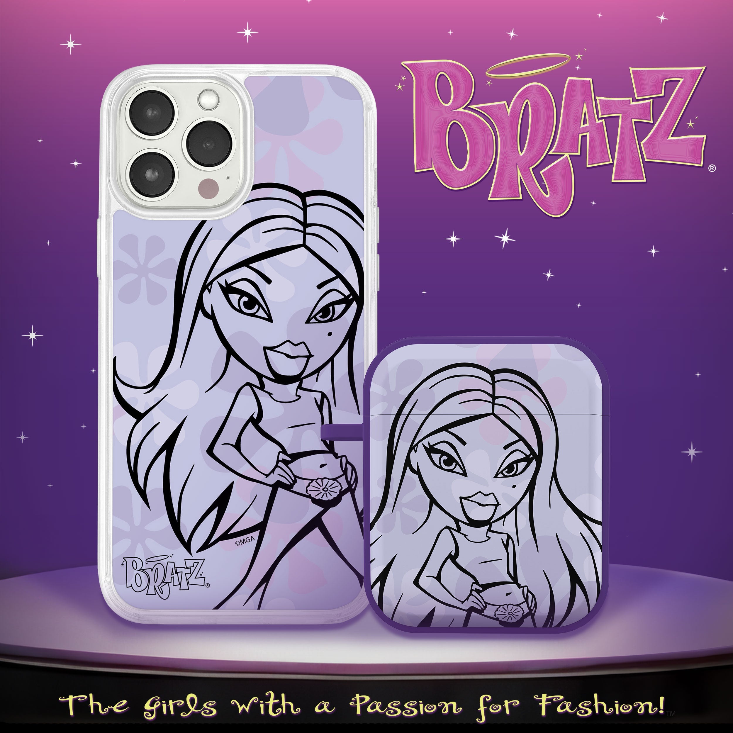 Bratz® Passion For Fashion HD Apple iPhone 14 Mag-Safe Phone Case and AirPods Gen 1 & 2 Combo Package