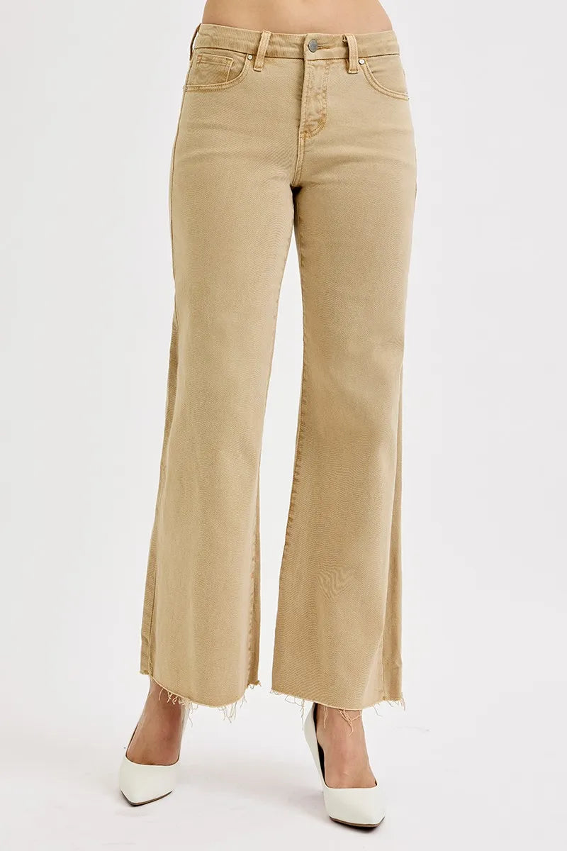 RISEN Full Size Raw Hem Wide Leg Jeans Plus Size