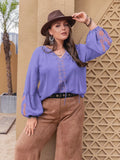 Plus Size Boho Embroidered Long Sleeve Blouse See size chart under “more details”