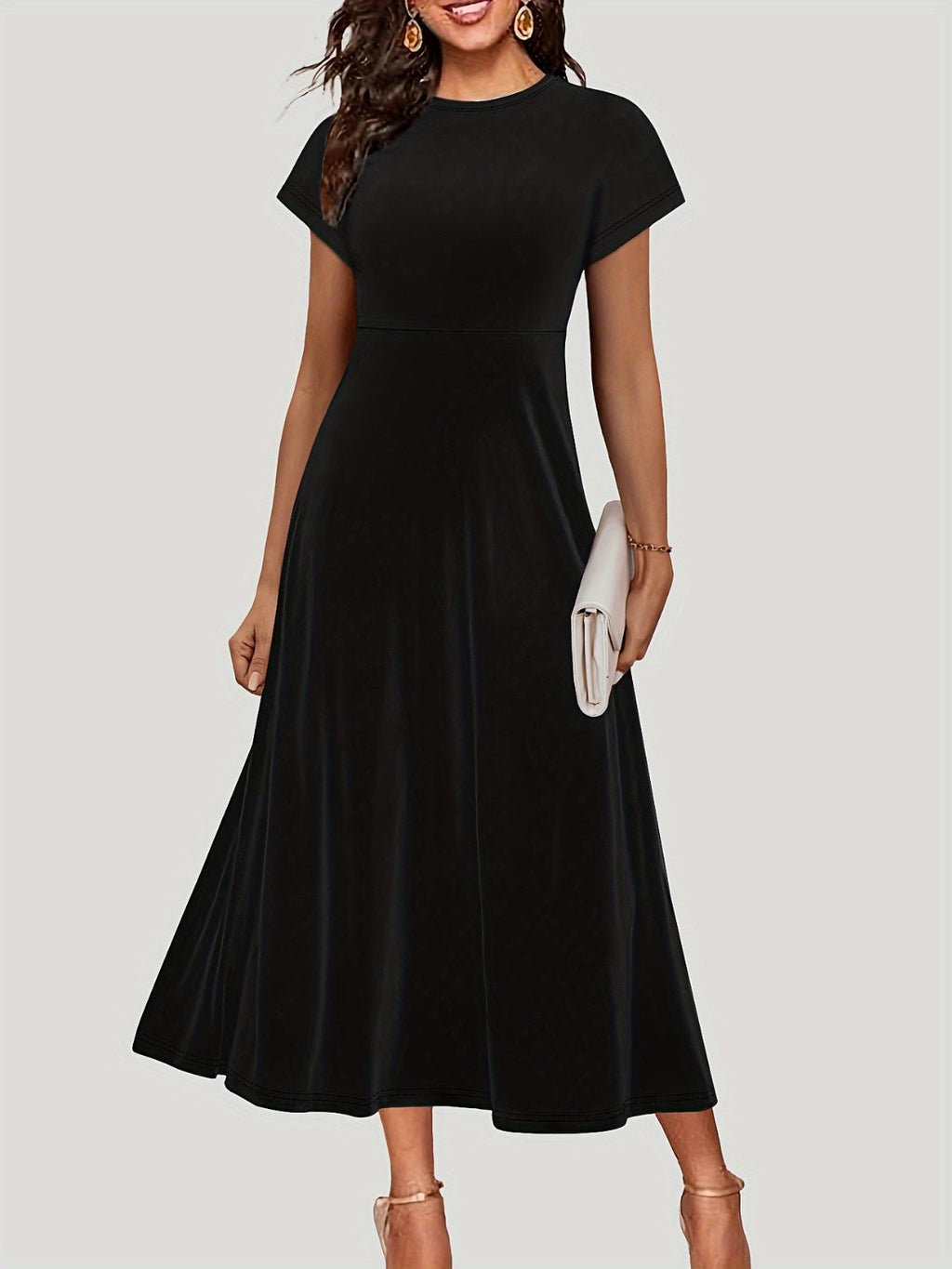 Classic Short Sleeve Midi Dress