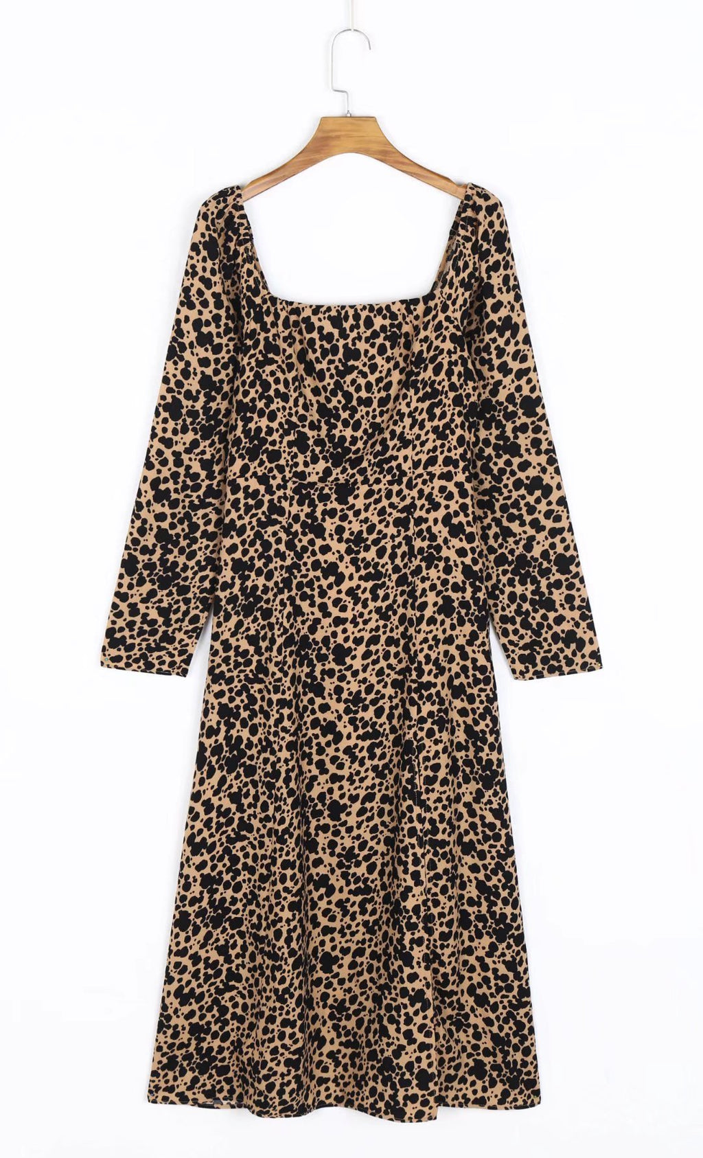 French Girl Summer Retro Square Collar Slimming Waist-Tight Side Slit Floral Holiday Dress