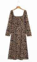 French Girl Summer Retro Square Collar Slimming Waist-Tight Side Slit Floral Holiday Dress