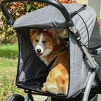 Travel Pet Stroller with Adjustable Handlebar