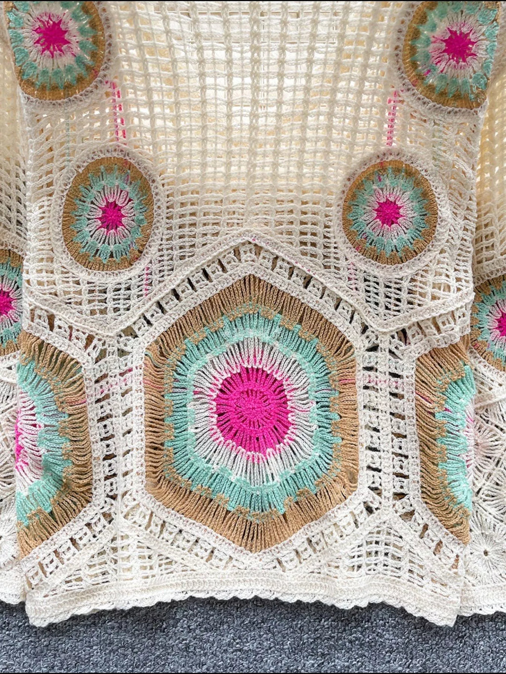 Crochet V-Neck Knit Cover Up