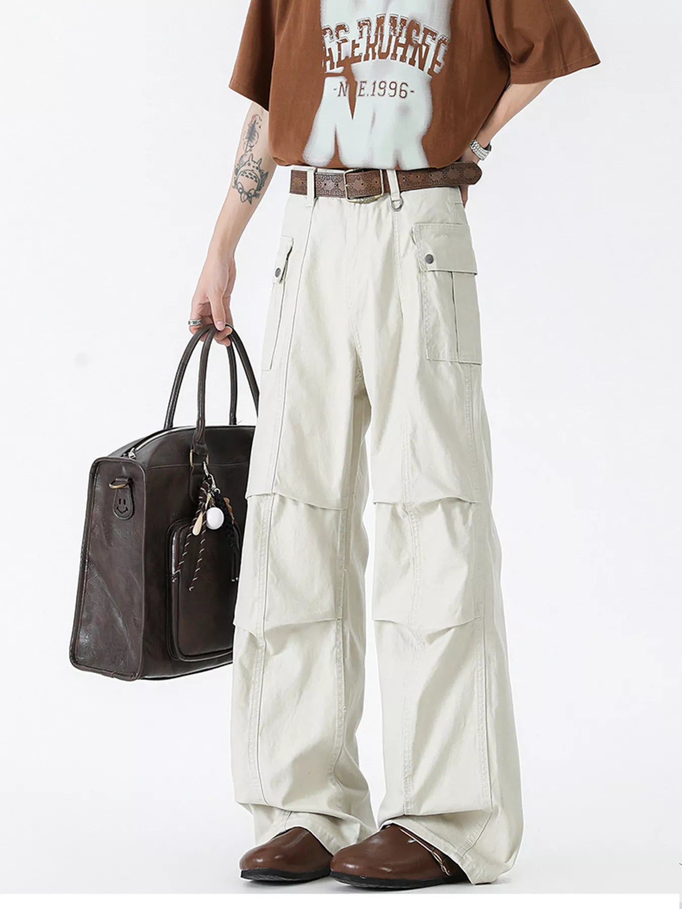 Men's Vintage Wide Leg Cargo Jeans