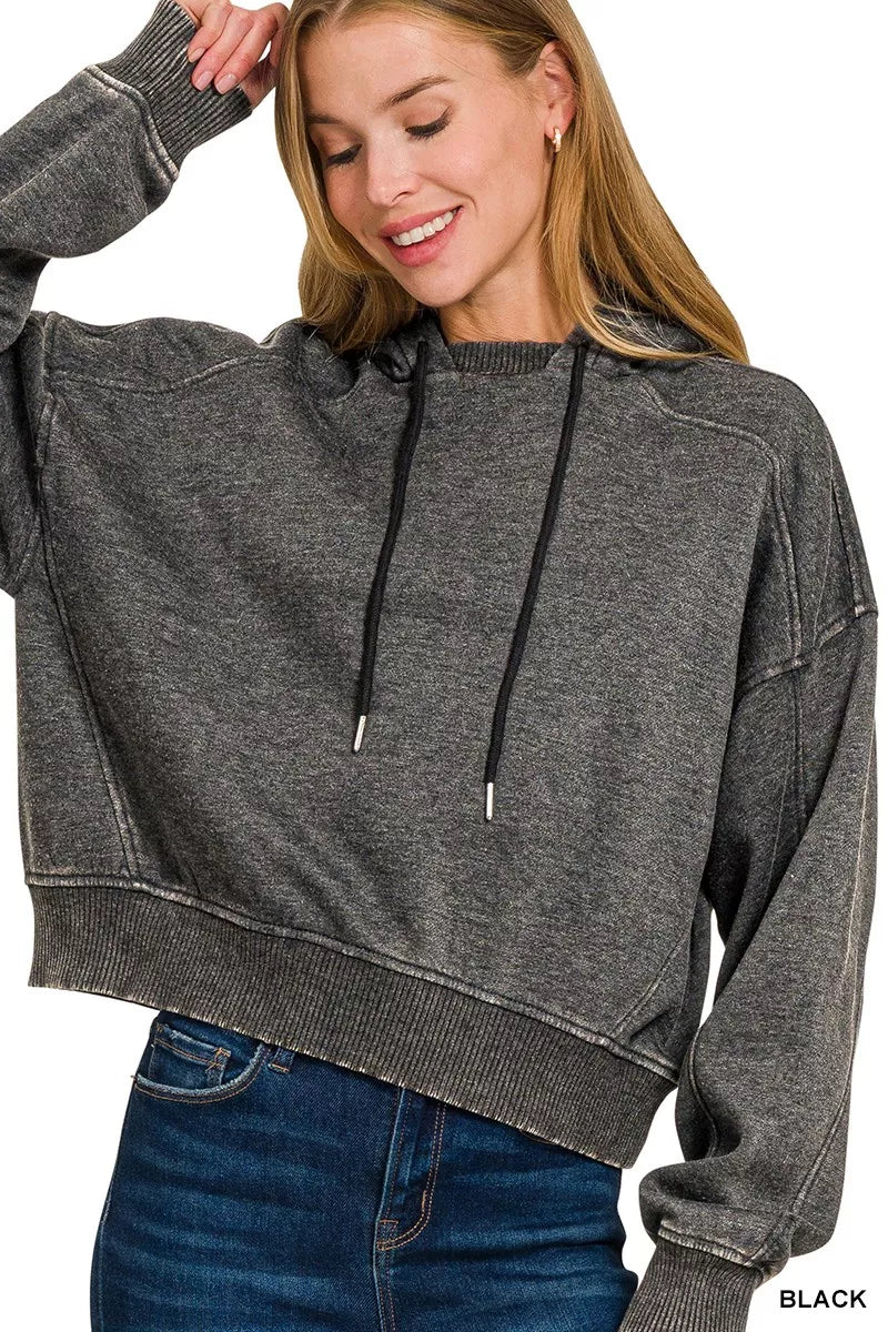 Acid Wash Fleece Hoodie