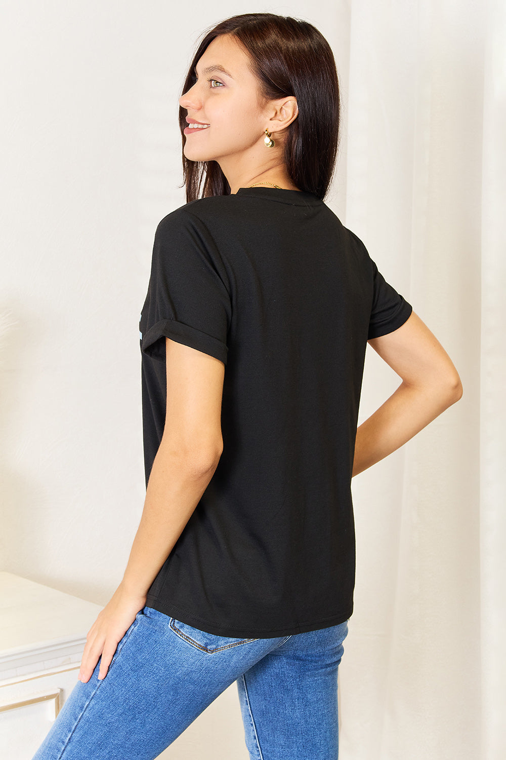 I am a Fashion Junky Love Slogan Graphic Cuffed Sleeve T-Shirt