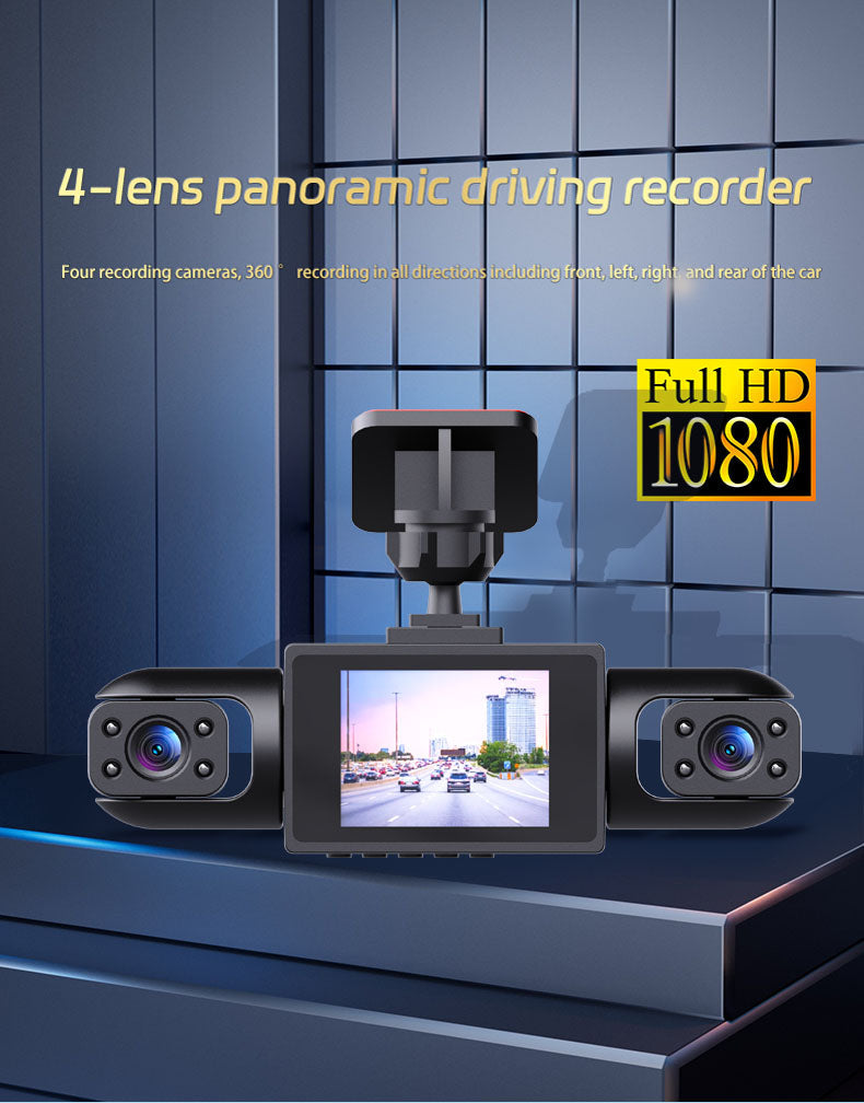 1080P High-definition Driving Recorder With Four Lenses, High-definition Night Vision, Front, Back, Left, Right Recording