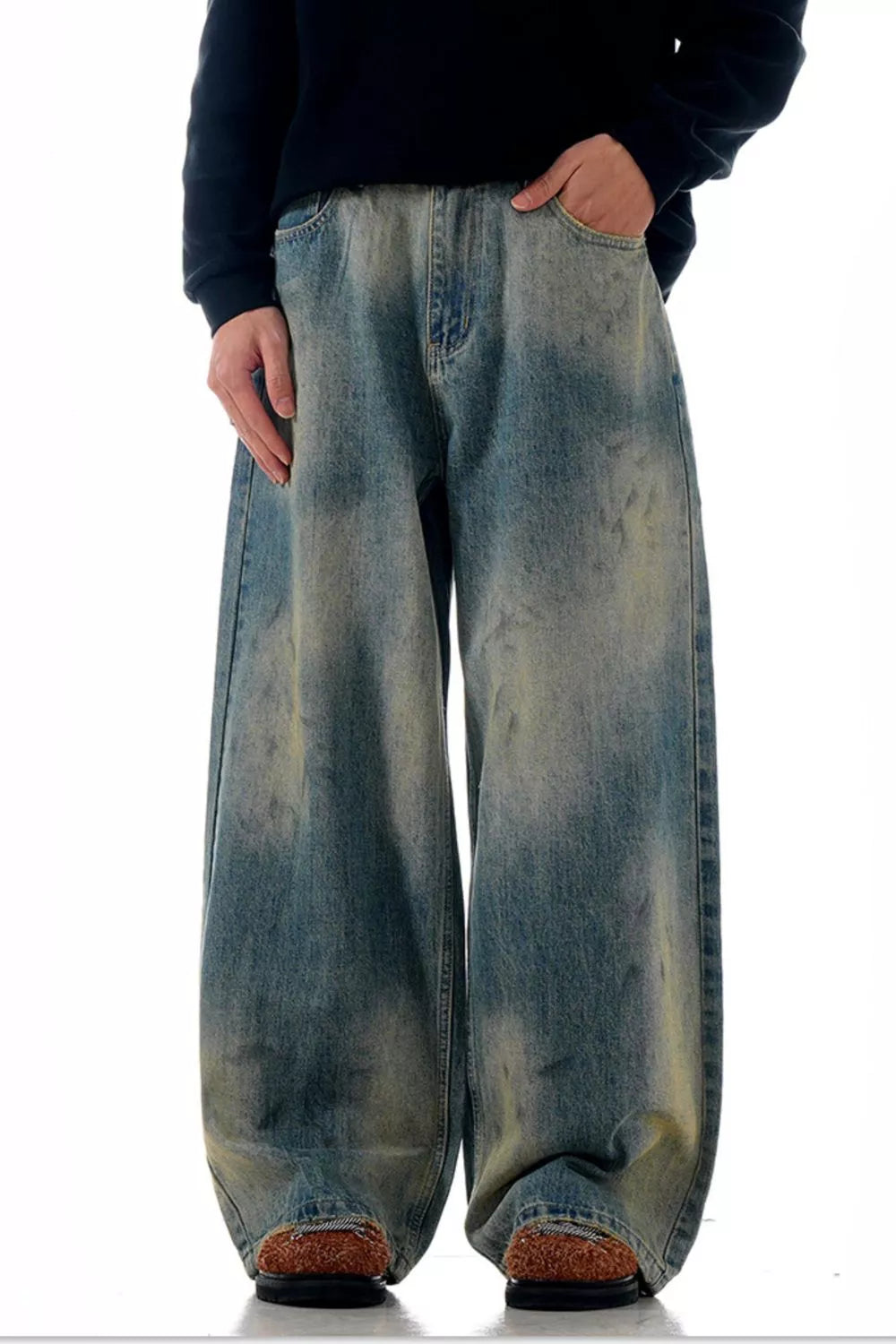 Men's Vintage Wash Wide Leg Jeans