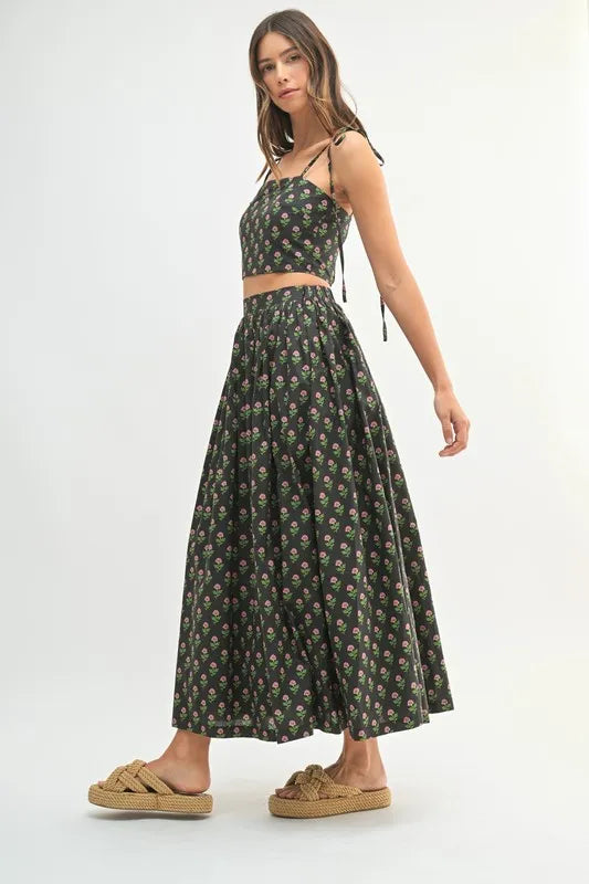 MABLE Floral Crop Top and Skirt Set