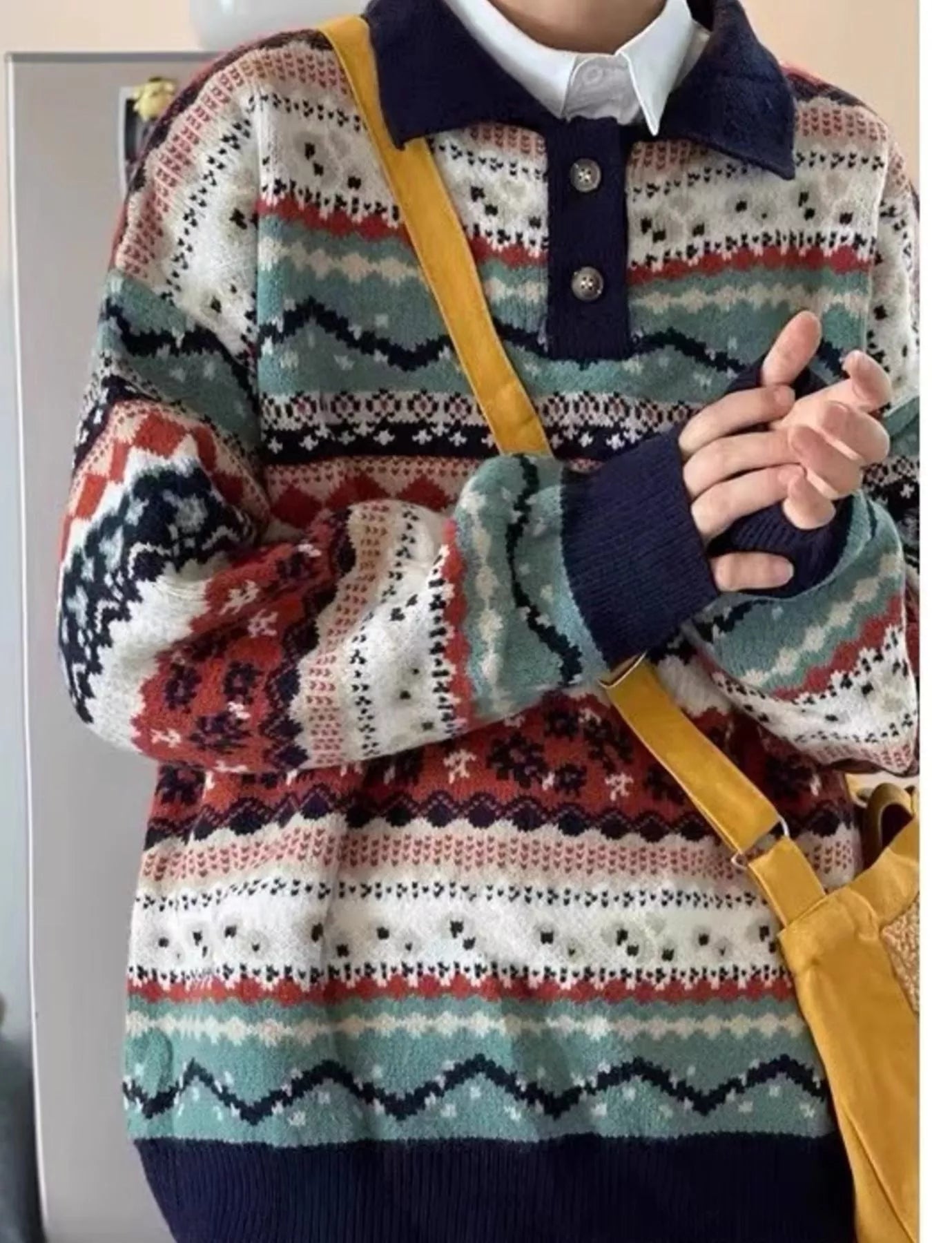 Men's Vintage Patterned Knit Sweater
