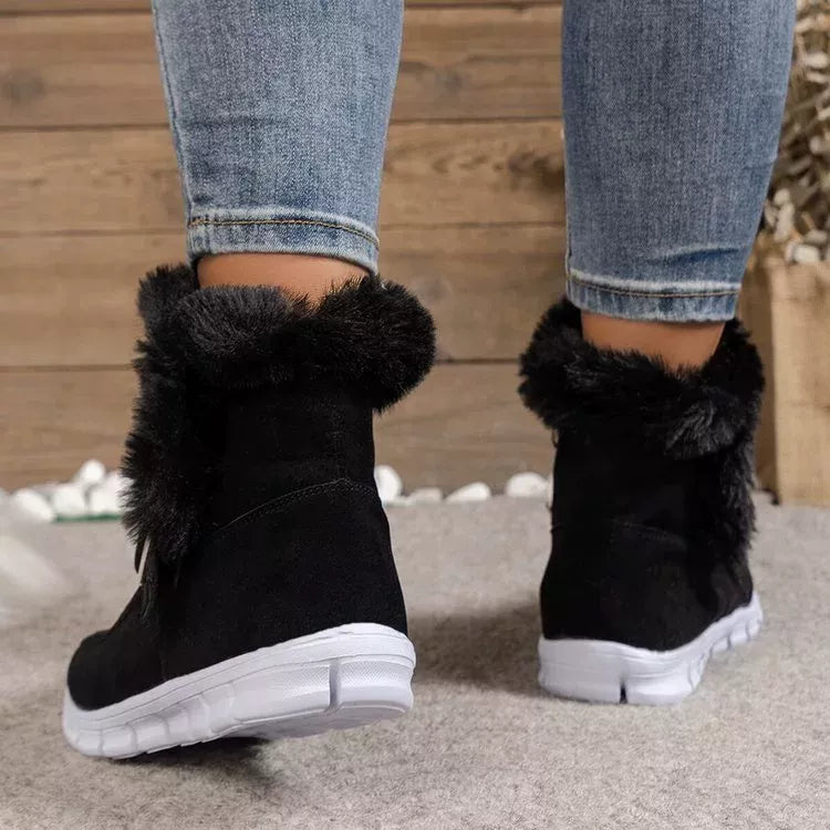Faux Fur Trim Ankle Boots