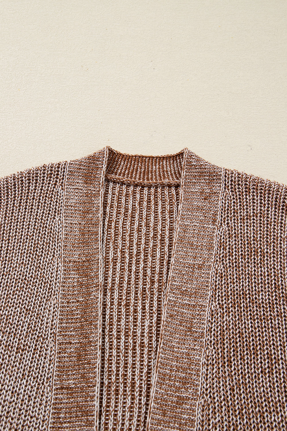 Straw Yellow Solid Open Knit Cardigan with Pockets