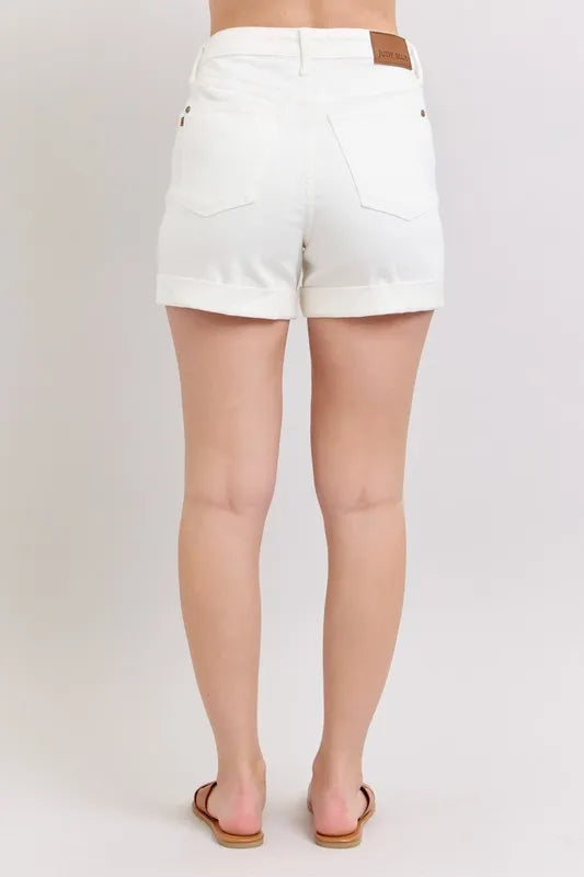 Judy Blue Full Size High Waist Double Roll Cuff Denim Shorts Plus Size