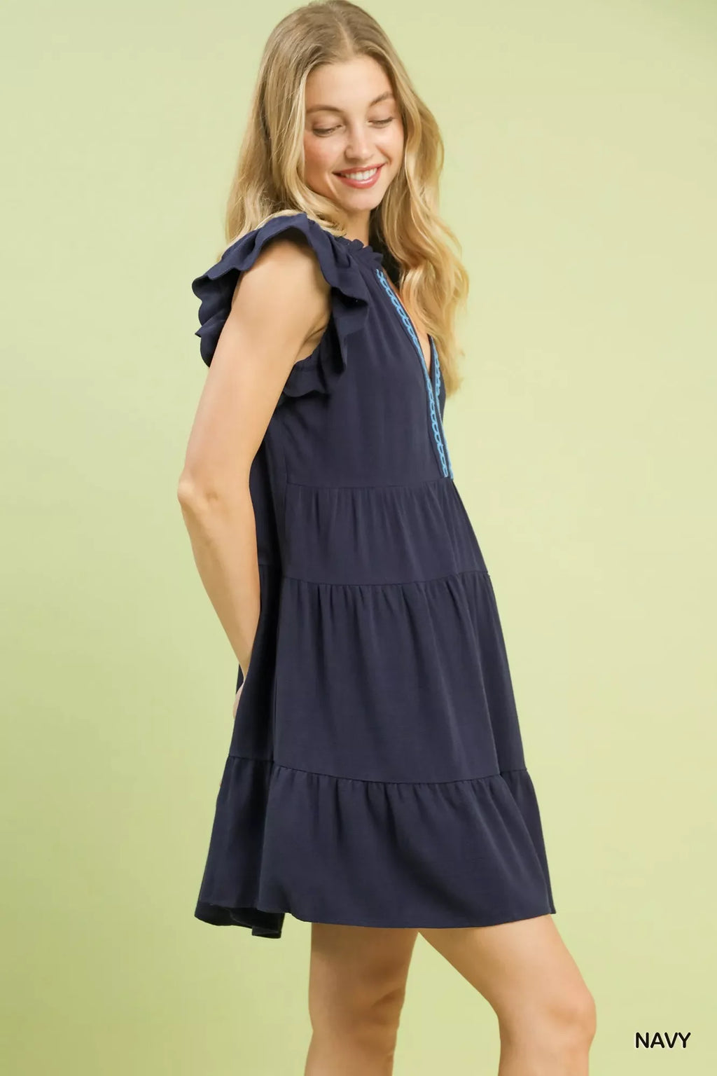 Linen Tiered Baby Doll Dress
