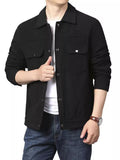 Men's Plus Size Casual Corduroy Snap-Down Jacket