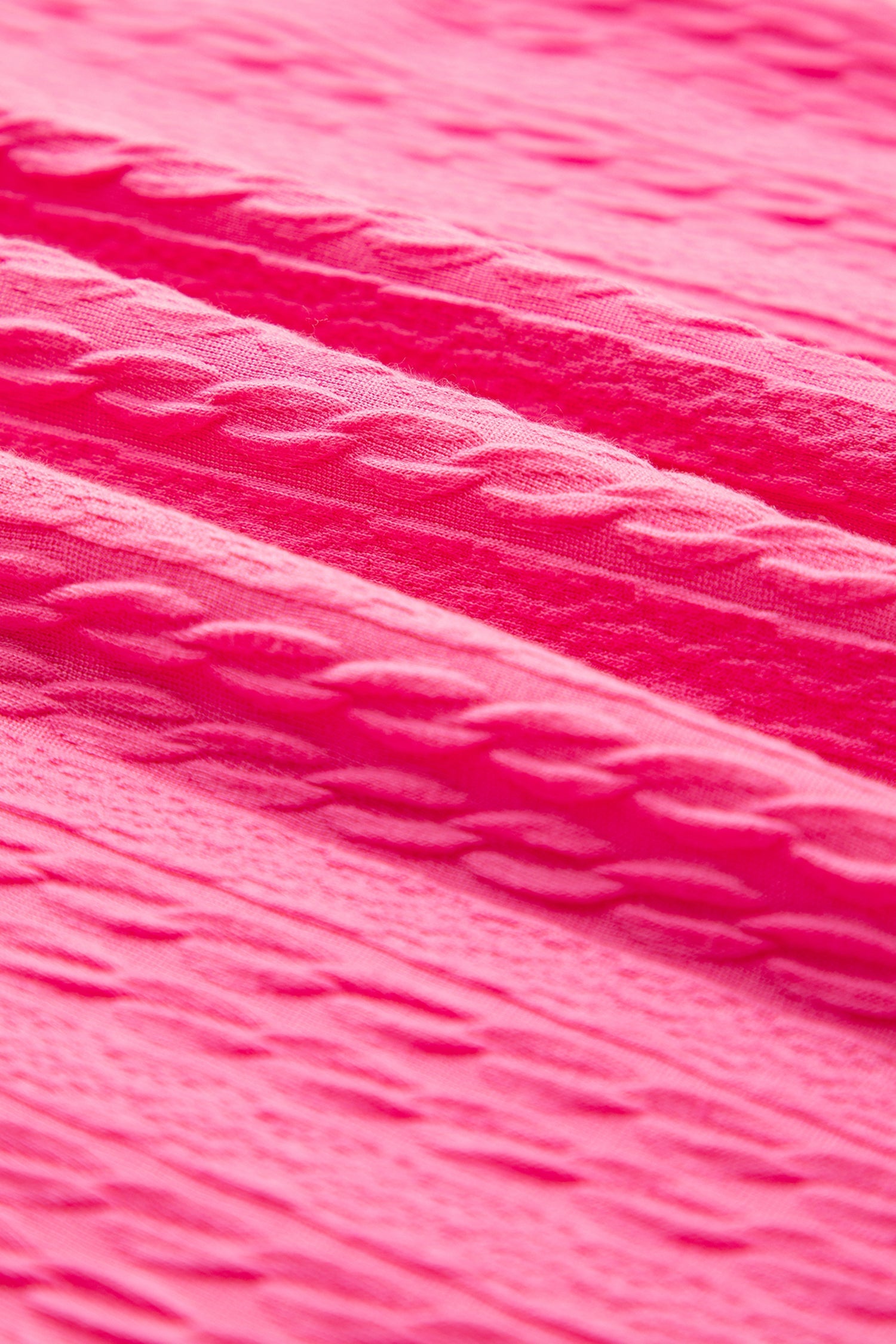 Bright Pink Textured Color Block Trim Loose Tee Drawstring Shorts 2pcs Set