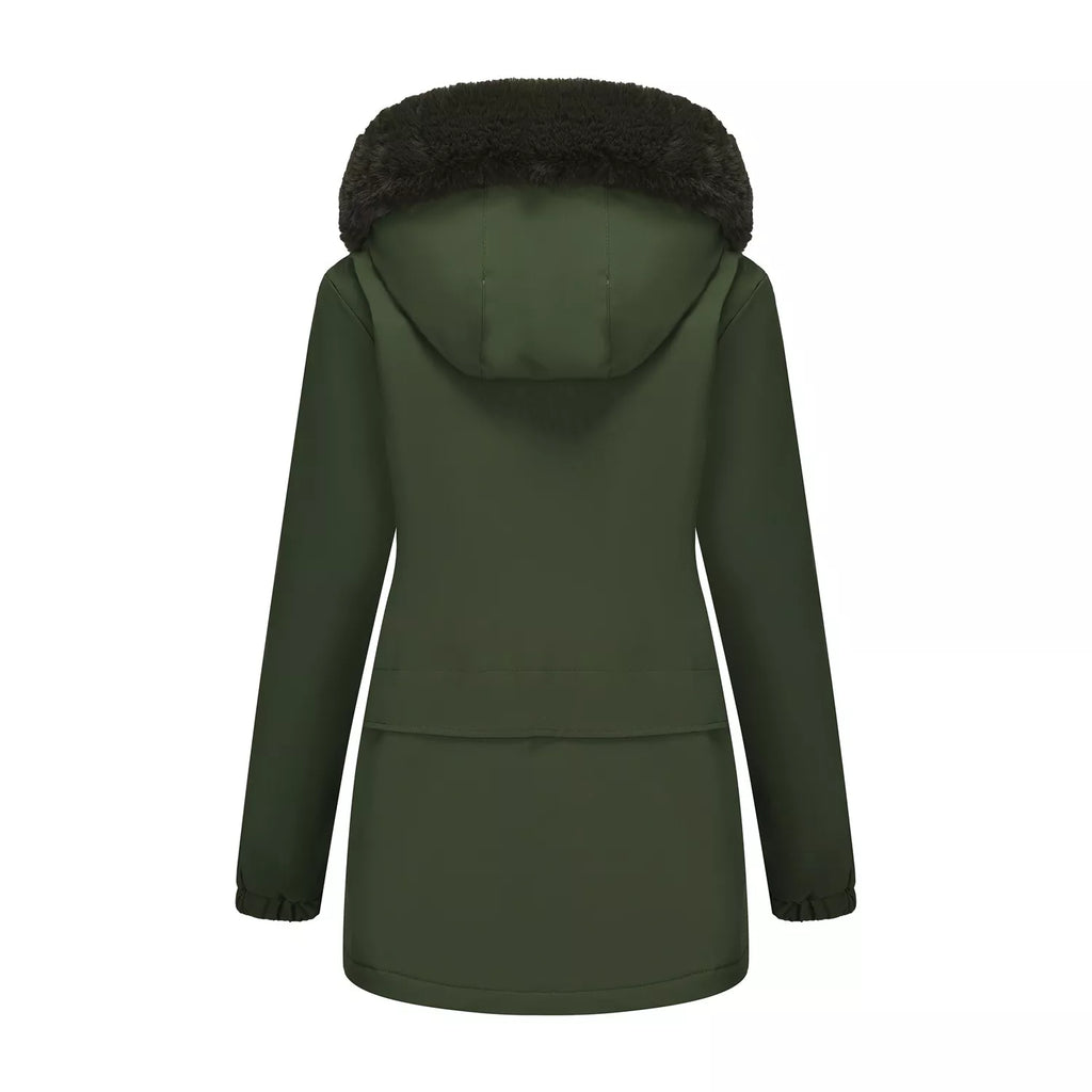 Full Size Fur Hooded Warm Winter Parka Outerwear Plus Size