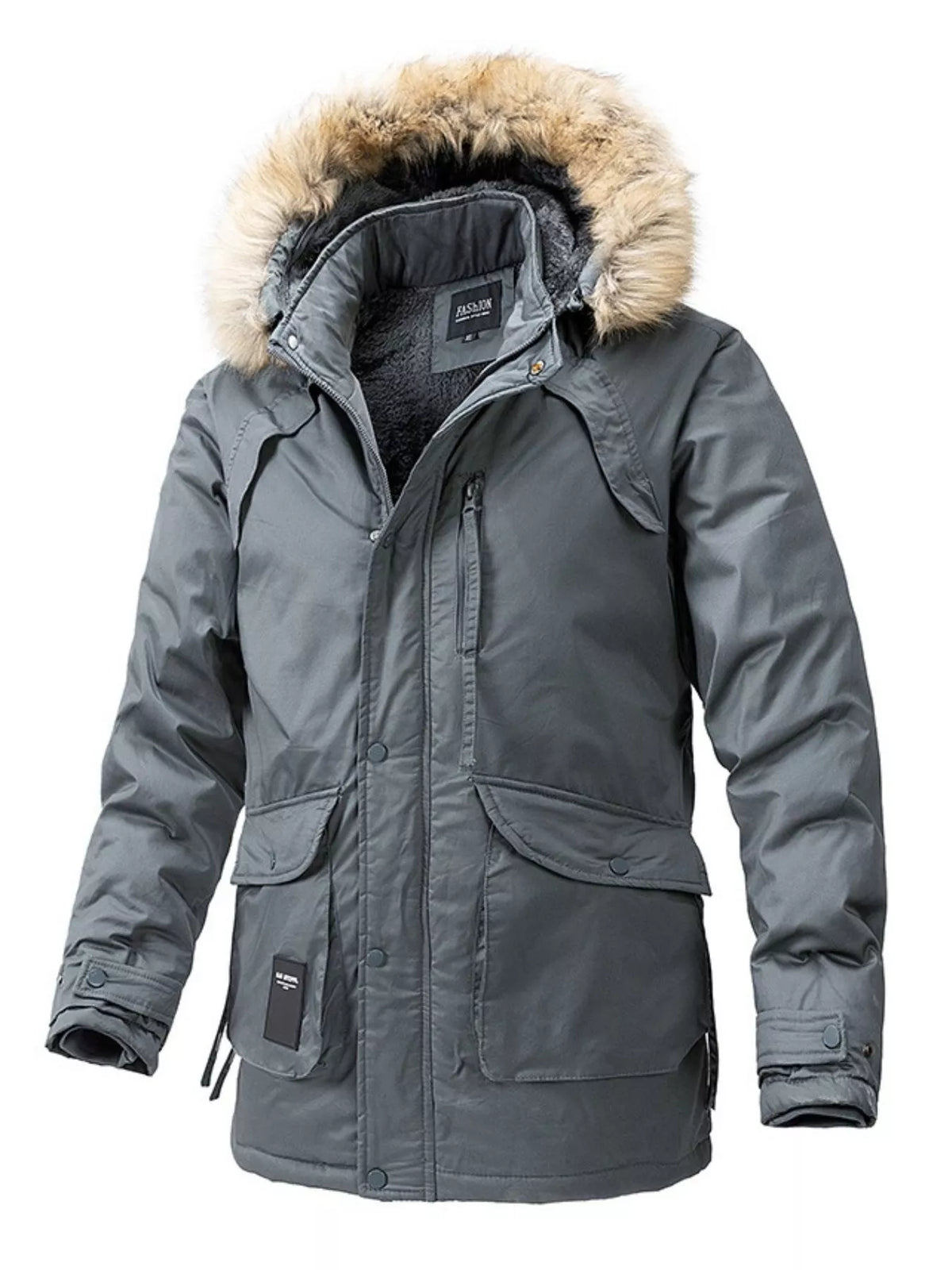 Men's Plus Size Fur Hooded Winter Parka Coat