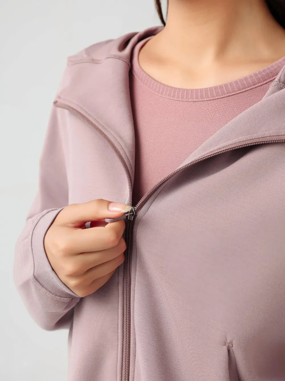 Millennia Zip Up Dropped Shouder Active Hooded