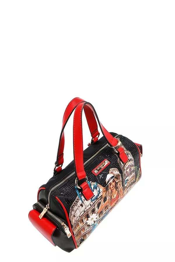 Nicole Lee USA Martha Travels Italy Wide Handbag with Rhinestones