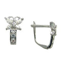 14k White Gold Butterfly April Birthstone Leverback Earrings