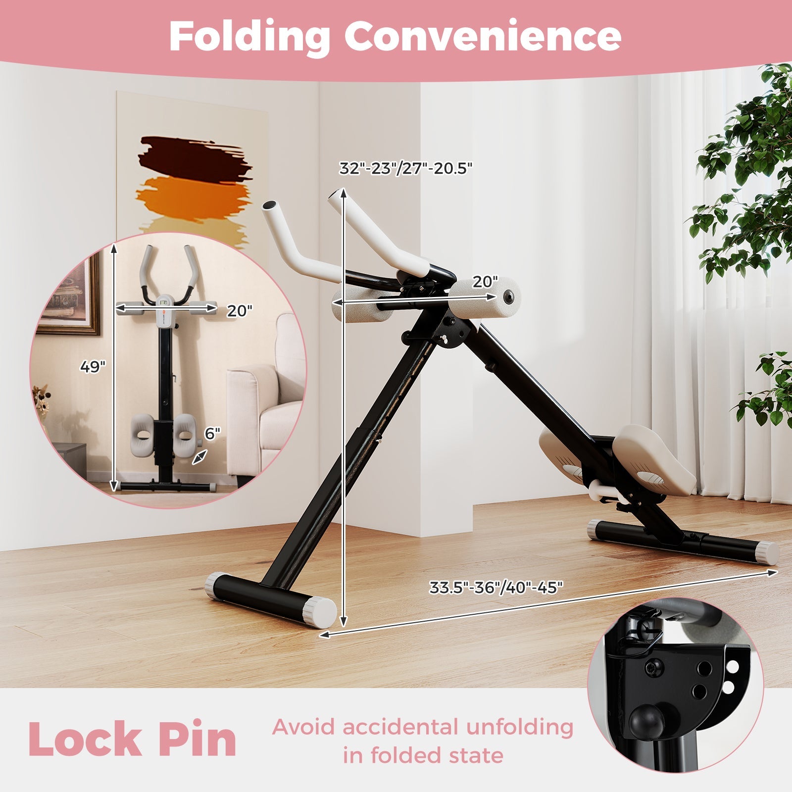 Adjustable Abdominal Trainer Ab Workout Machine Foldable Ab Cruncher