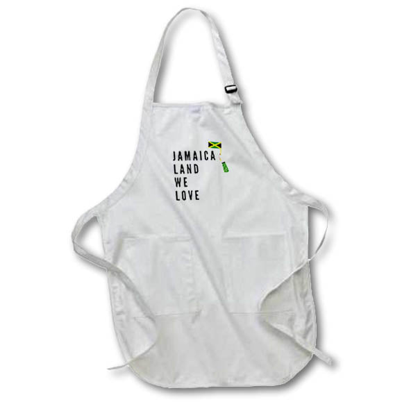 Apron - Image of the words jamaica land we love with jamaican flag 3dRose-Sutandre