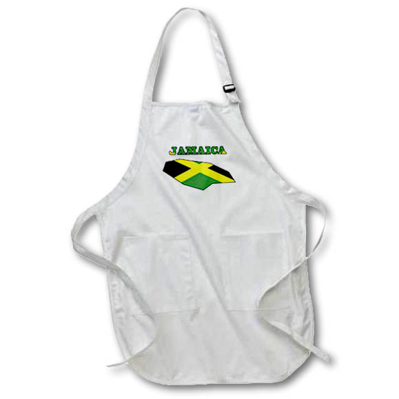 Apron - Jamaican flag in the outline map and word Jamaica Flags and Maps - North America