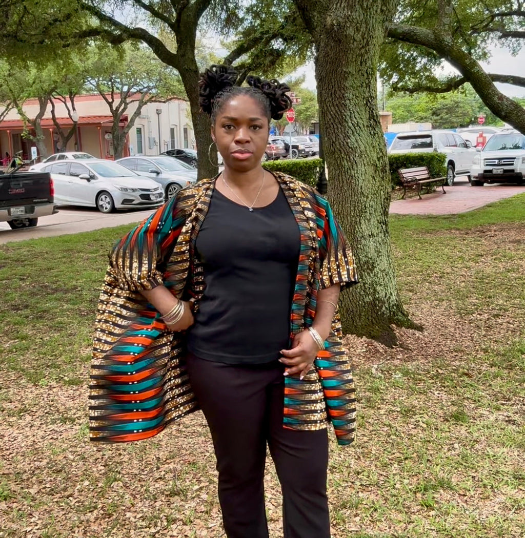 Bold African Print Custom Kimono Duster - Summer Outerwear/ Robe for Women