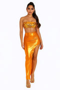 Metallic Sequin Crop Top & Skirt Set