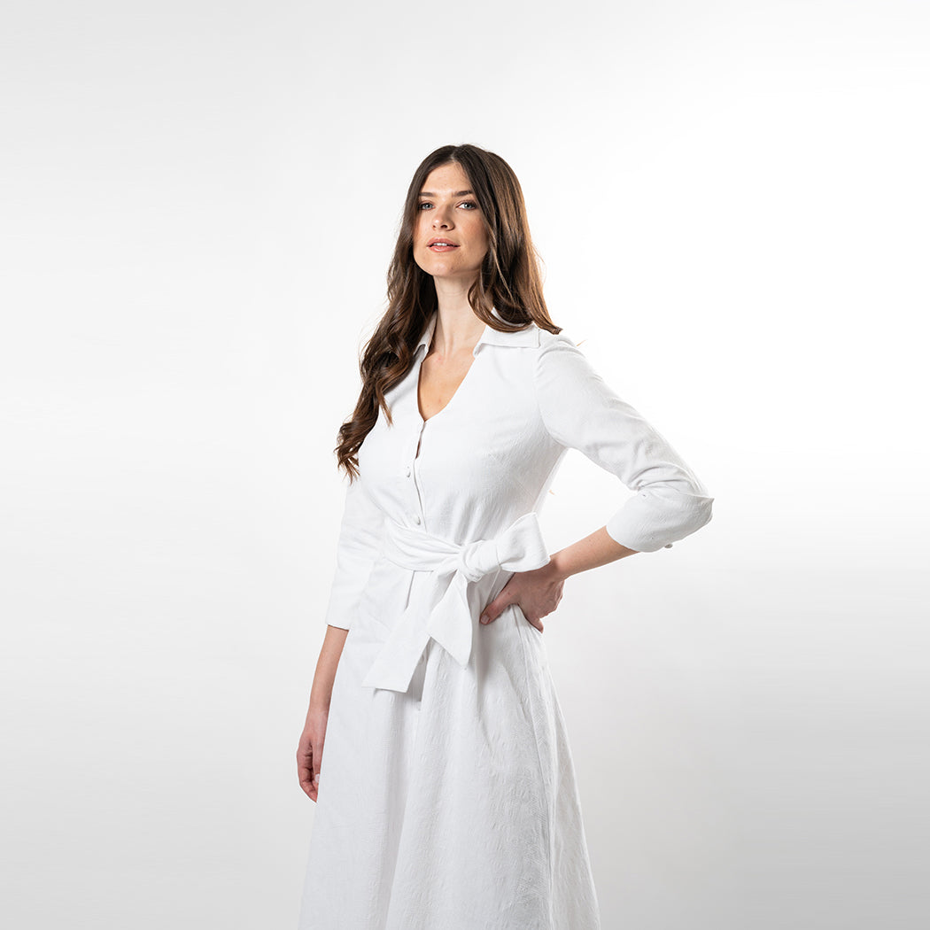 Button Down Fit & Flare Shirt Dress