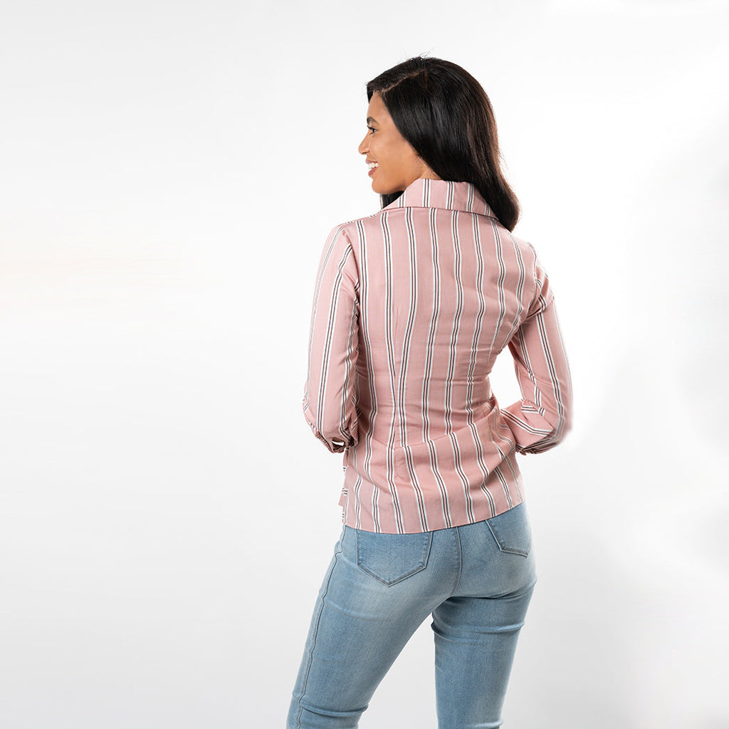 Asymmetric Hem Wrap Shirt