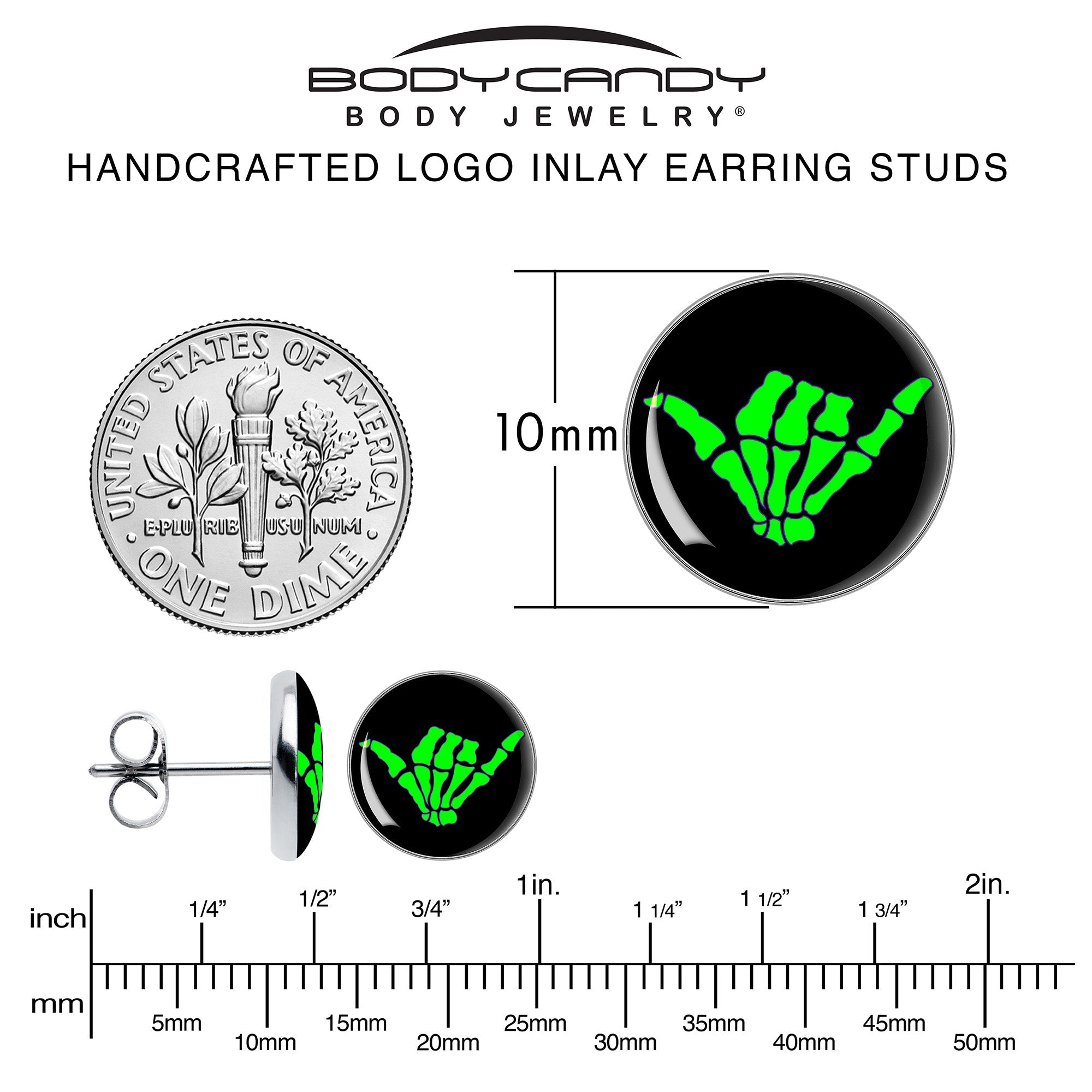 Shaka Hand Stud Earrings by Onyx O