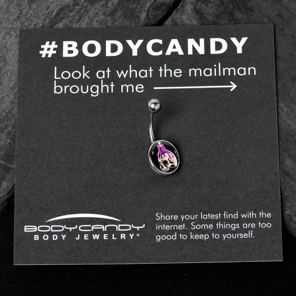Burning Skull Candle Belly Ring by Onyx O