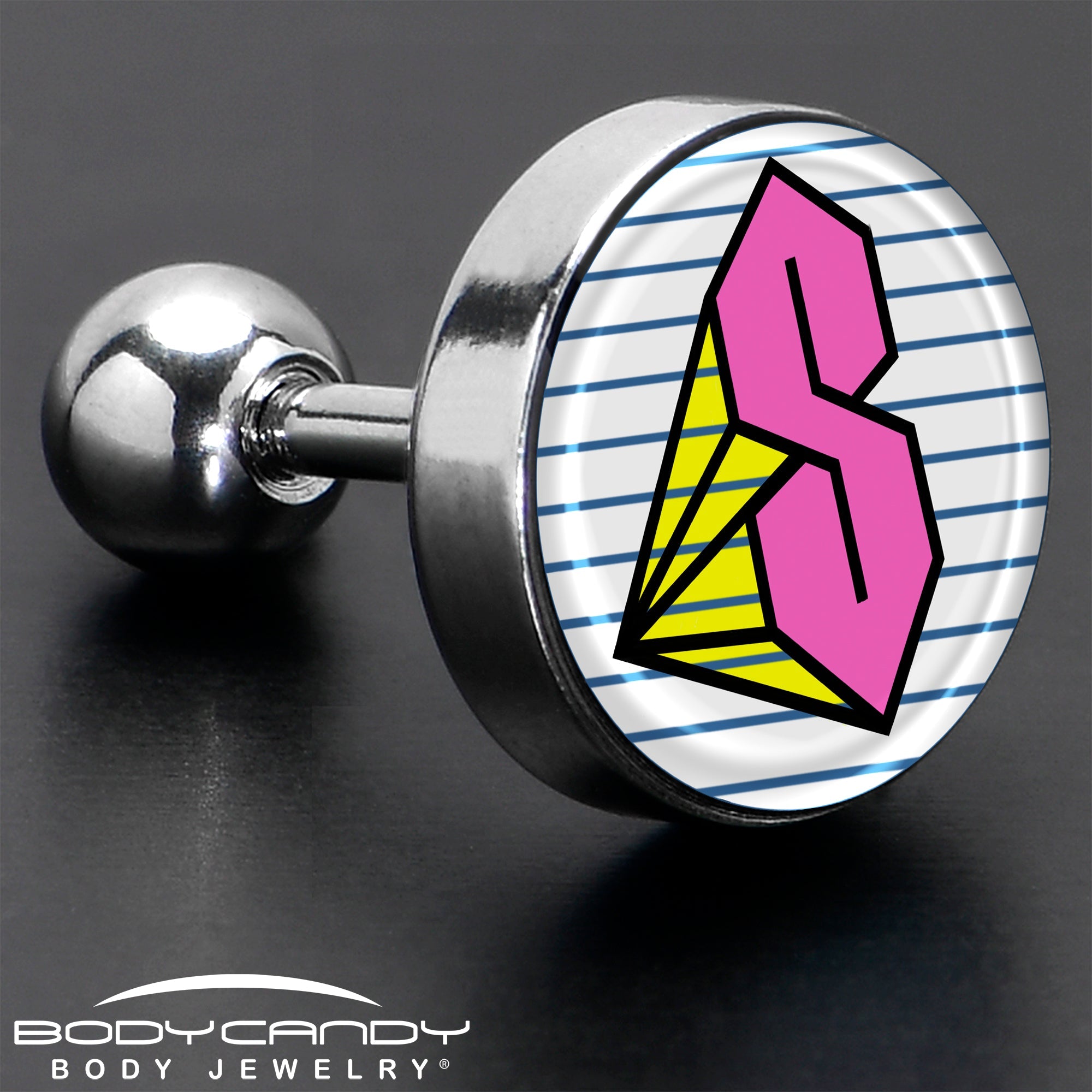 16G 1/4 Hot Pink Cool S Tragus Cartilage Earring by Onyx O