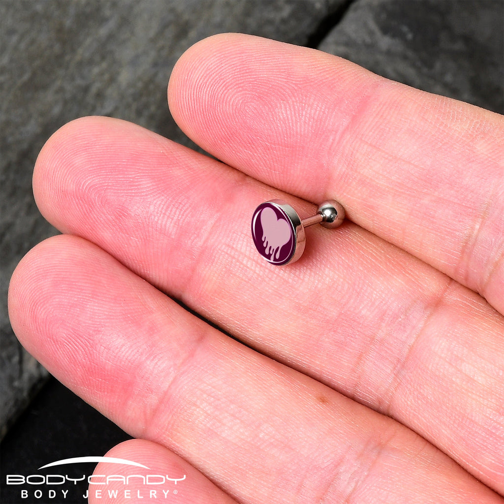 16G 1/4 Pinkish Melting Heart Tragus Cartilage Earring by Onyx O