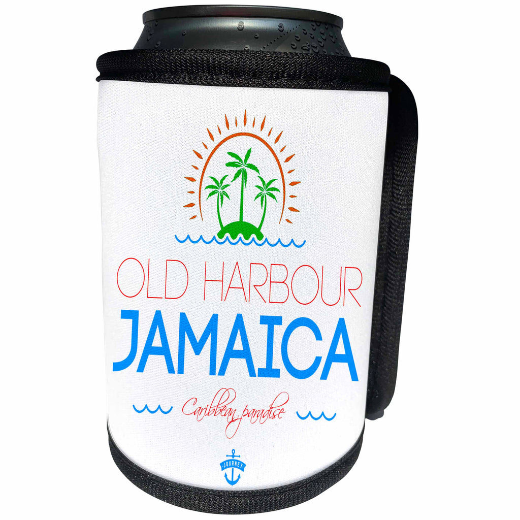 3dRose Alexis Design - Cities Jamaica - Old Harbour, Jamaica city. Summer journey and fun - Can Cooler Bottle Wrap (cc_313232)