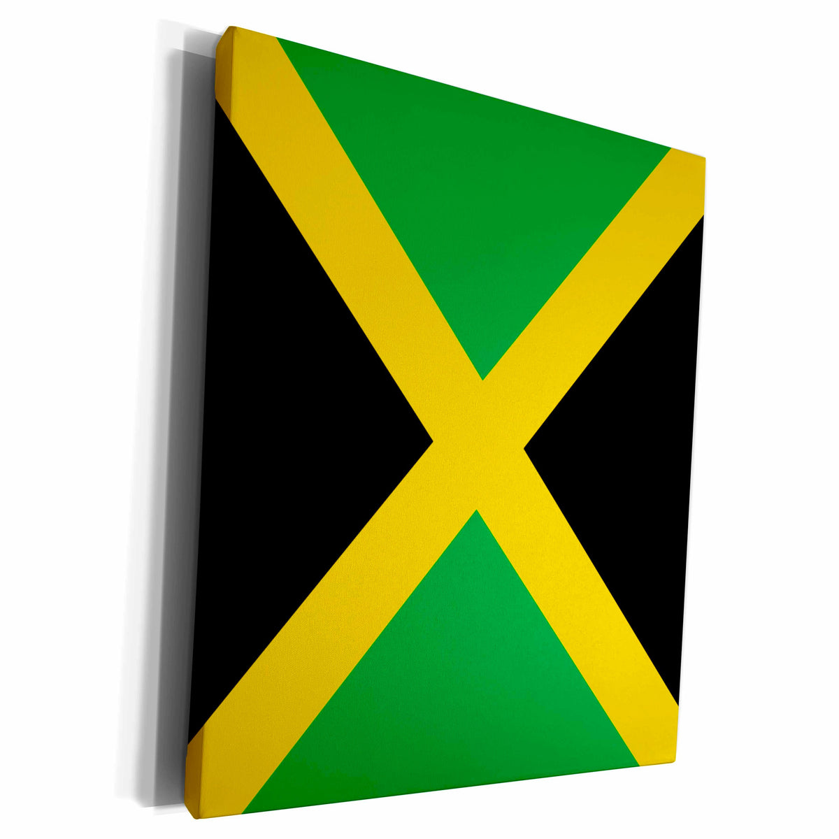 3dRose InspirationzStore Flags - Flag of Jamaica square - Caribbean Jamaican green black with yellow gold saltire cross - The Cross - Museum Grade Canvas Wrap (cw_158342)