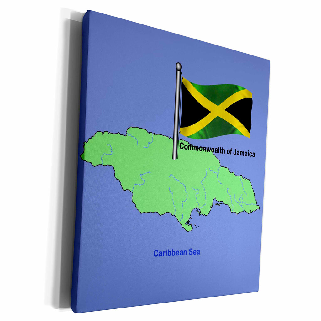 3dRose Flag and Map of The Commonwealth of Jamaica with... - Museum Grade Canvas Wrap (cw_49044)