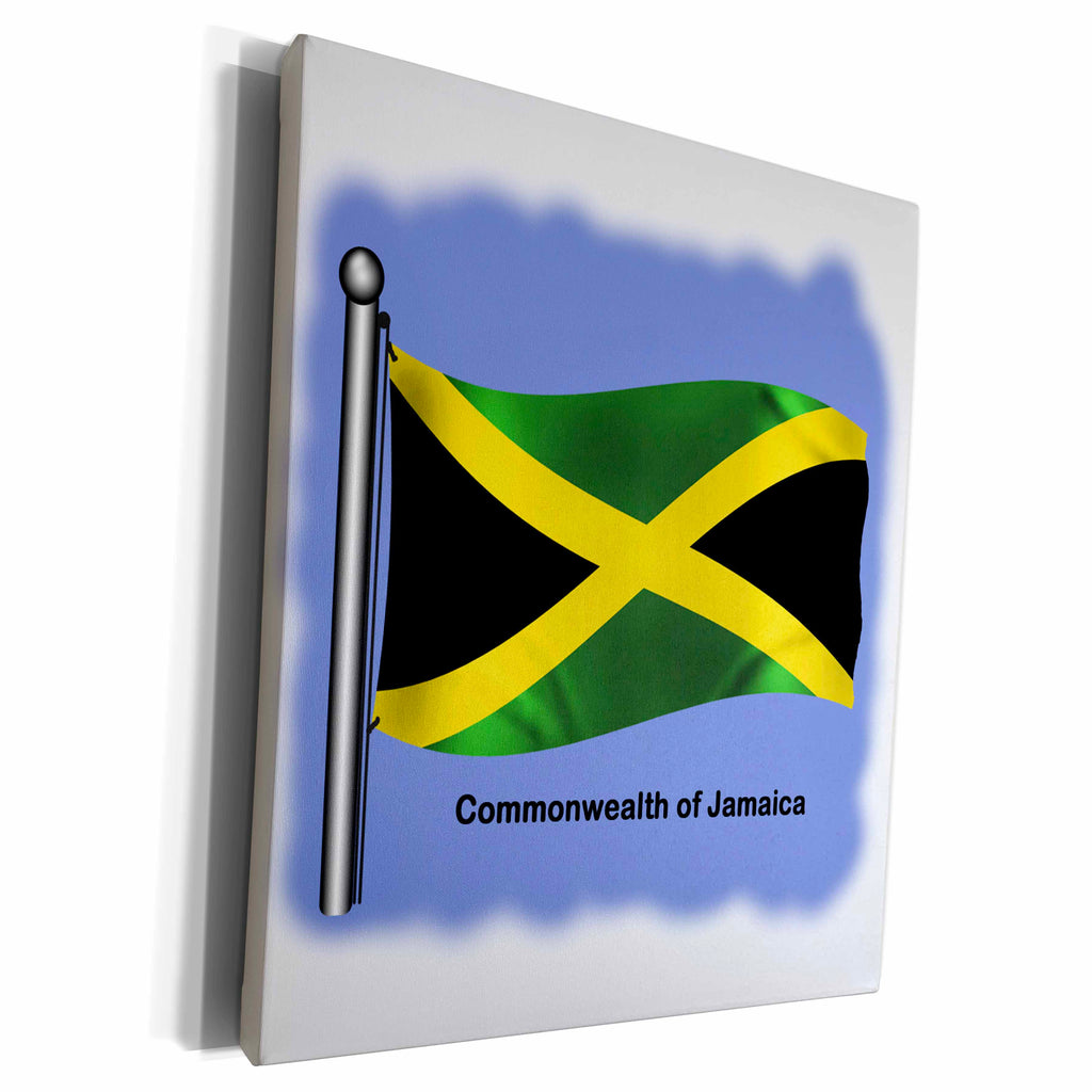3dRose Jamaican flag for the Commonwealth of Jamaica waving... - Museum Grade Canvas Wrap (cw_58786)