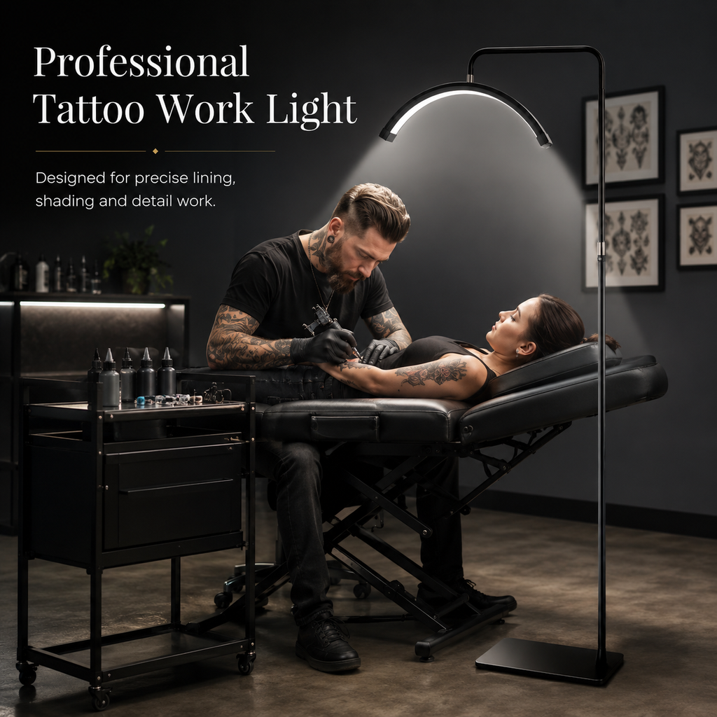 Tattoo Estheticians Pmu Eyelash LED Floor Light,  moon Lamp with phone holder